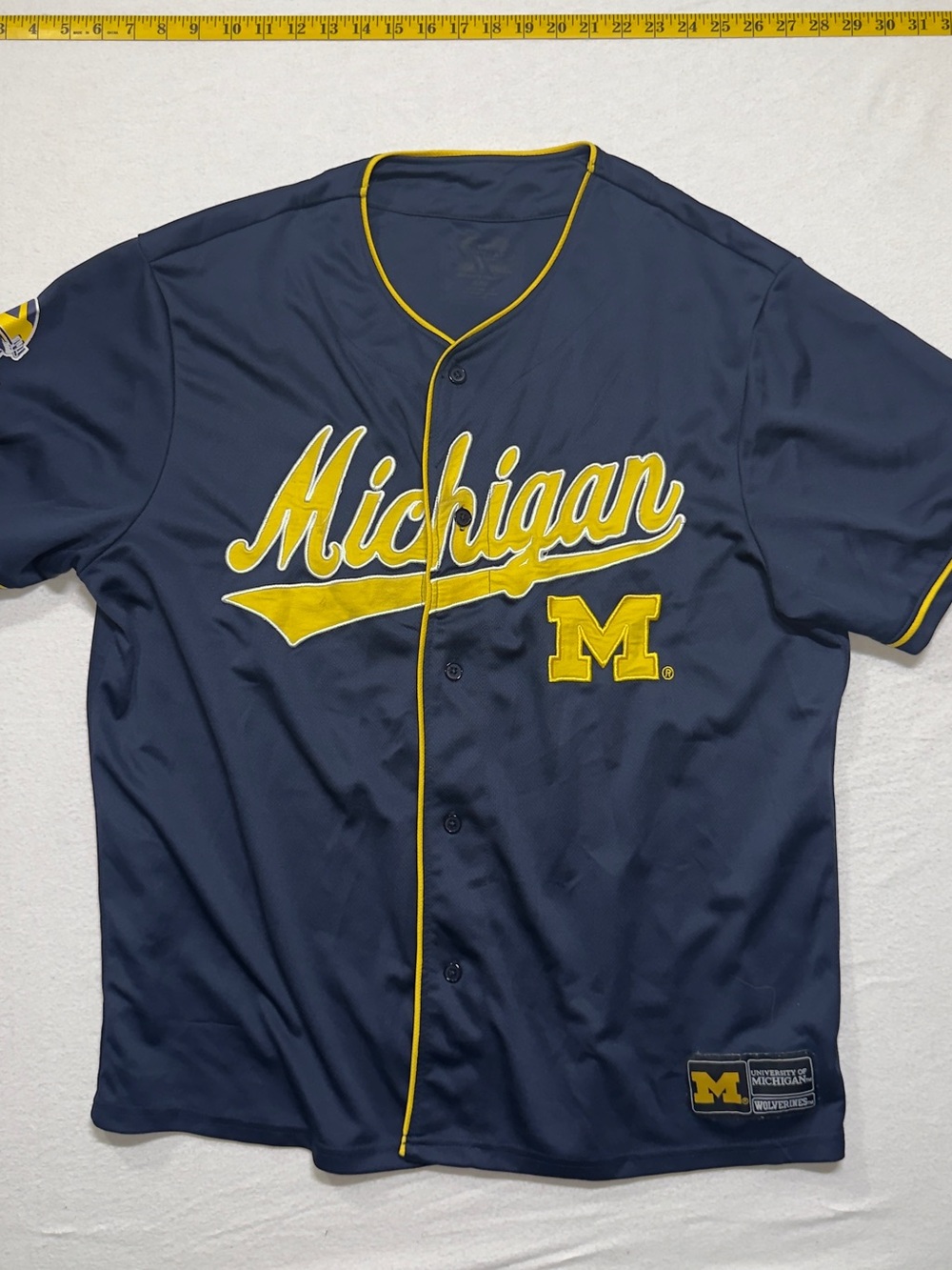 Vintage Michigan state Men's Navy and Yellow Baseball Jersey
